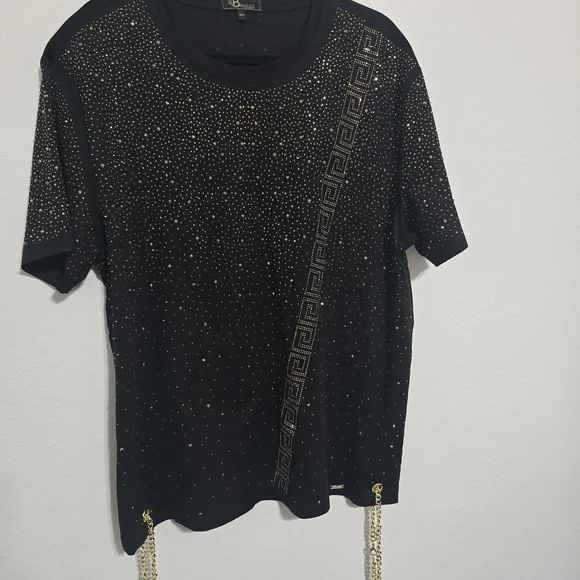 Black and Gold Men's Casual Button Down Shirt - Picture 3 of 3